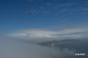 Flying over clouds at Fort Funston